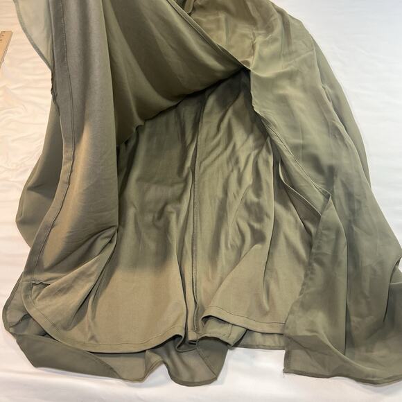 Birdy Grey Hannah Dress Size M Olive Green Chiffon Sage Empire Flutter Sleeves - Picture 11 of 15